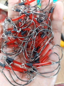 ตัวเบ็ด เกี่ยวเขียดสดตกปลาช่อน ขนาด1โอ 1ชุดมี3ตัว