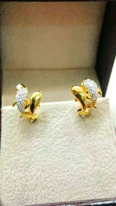 ต่างหู โลมา คู่ P0587 ต้นทุน ต่างหู โลมา ต่างหู ทอง มครอน ทอง ชูบ ทอง สวย มครอน