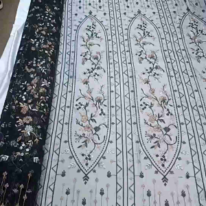 Kain Bahan Tile Bordir 2Tone. / tile kardigant. kebaya outer