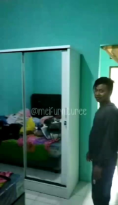 Lemari pakaian sliding door 3 pintu full cermin kaca minimalis -sleding Warna Putih Dan Dpcod Bahan Mdf Dan Particle Board - Lazada