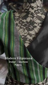 Modern Filipiniana CROP TOP - Inabel (woven) and Heavy Satin Fabric