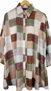 KEMEJA WANITA JUMBO LD 130 CM KANCING BUSUI RAYON MOTIF KOTAK OVERSIZE TERBARU DAN KEKINIAN 5XL 4798#