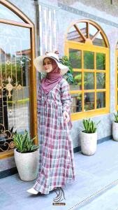 NADILLA 1 & 2 DRES - GAMIS BAHAN HARUKA VIENNA1 DAN KATUN TRISET 2 MOTIF KOTAK KOTAK KEKINIAN BY ANNAIRA.ID
