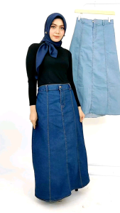Rok Denim Tebal & Rok Jeans 7/8 Wanita Korean Style Terbaru