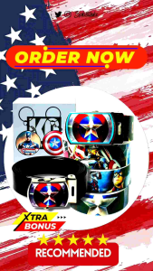 Sabuk/Ikat pinggang anak TK SD Captain America 01 bahan berkualitas.Trendi & kekinian untuk fashion.