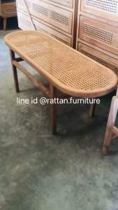 Fee delivery bench teak wood rattan Bench ย120 ก40 ส45 ซม เก้าอี้ม้านั่ง ม้านั่งยาวหวาย ม้านั่งไม้สัก