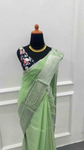 Tussur Silk Saree | Cotton Candy Color Saree