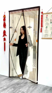 Gorden Tirai Magnet Tirai Pintu Motif Anti Nyamuk Bahan Serat