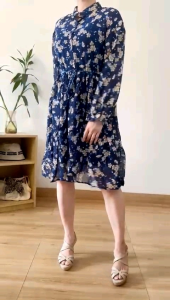 ECLAIRE 003 Dress Mini 2in1 (inner tanktop dress dan outer dress) Motif Floral Flower Kasual Import bgss