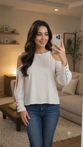 ZOE Cold Shoulder Georgette Blouse | Korean Long Sleeve Top | Elegant Casual Office Top for Women Trendy Tops for Regular Size Women Casual Tops For Women