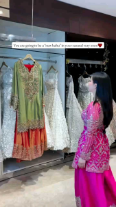 (PREORDER) Heavy malty Thread embroidered. Sequins Work for Plazzo. set for womens Partywear dress