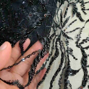 bakal kain kebaya wanita tulle elibs full payet bermotif spider/bakal kain-meteran full payettt