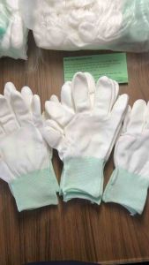 Combo 10 đôi Găng tay phủ pu đầu ngón trắng dùng trong phòng sạch bảo hộ lao động