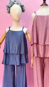 Glinda coords 2-10yrs pleated terno glossy top and pants set