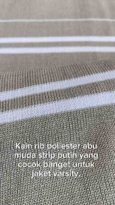 Kain rib bur jaket polyester premium tebal abu muda polos dan strip