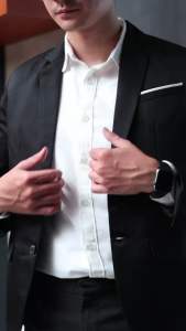 Sevenfour jas blazer pria slimfit formal ready satu set black twotone