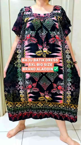 BATIK SIKAK DRESS 5XL BAJU DRESS / BAJU BATIK TIDUR FREE SIZE GOOD QUALITY