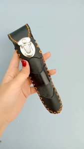 ❤️ INEZ CRAFT ❤️ Sarung Kulit Once Pipa Klokotan Warna Hitam UK 15cm IC23