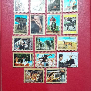 Prangko Ajman State Kuno mini kecil 16 Pcs Campur USED