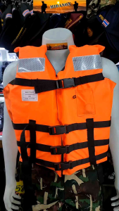 เสื้อชูชีพ เสื้อชูชีพกู้ชีพกู้ภัย ติดแถบสะท้อนแสง TM2 ตัวล็อกหนา ทนแรงดึง100Kg.รองรับน้ำหนัก29-120Kg.
