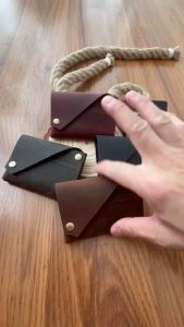 100% Genuine Leather Vintage Crazy Horse Leather ID Card Holder Retro Business Card