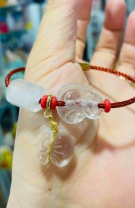 Vòng tay lu thống túi tiền tài lộc hồ ly may mắn tình duyên đá thạch anh trắng xinh xinh ý nghĩa