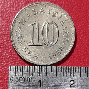 Koin Malaysia Koleksi kuno Jadul lawas 10 sen Tahun 1980