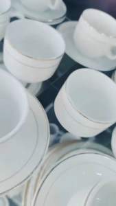 GOLDLINE COFFEE CUP 陶瓷咖啡杯碟套装简约白色金线奶茶杯 办公室招待咖啡杯 下午茶杯