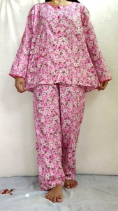 Piyama PP Lengan Panjang Busui Katun Jepang Motif Bunga
