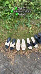 Sandal Wanita Slip On Hitam Terbaru Model Silang