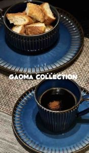 Gaoma collection 🐎🔥น้ำเงิน เงาเข้ม ถ้วยเซรามิค ถ้วยซุป ถ้วยชามแก้ว ชุดจานชาม ของตกแต่งบ้าน