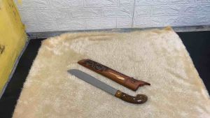 GOLOK TEBAS asli Baja Per Parang Untuk Berkebun Sarung Ukiran Batik Fulltank Sudah Di Pin