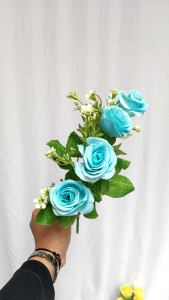 AF76 Bunga Mawar 6 Kuntum Garden Rose Artificial Flower Bouquet