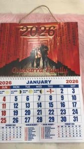 Wall Calendar 2026 Free Layout Thick Laminated 250 microns Non Fading