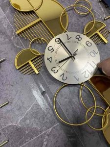 86/120cm European Luxury Living Room Decoration Clock Wall Hanging Jazz Style Wall Clock Iron Art Glass Mirror Wall Decoration Home Hanging Wall Clock.