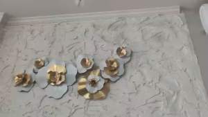 120x45cm Light Luxury Three-Dimensional Wall Decoration Iron Art Gold Flower Wall Decoration Living Room Background Wall Decoration Pendant