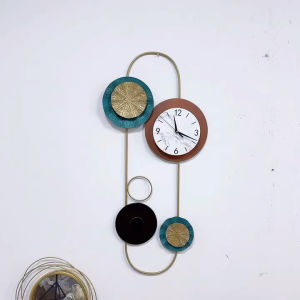110x45cm Nordic Light Luxury Round Titanium Decorative Clock Living Room Home Decoration Wall Clock