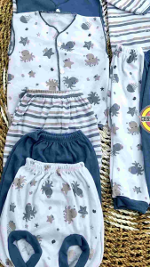 BISA COD Paket 18 Pcs Baju dan Celana Bayi Baru Lahir Seri Denim