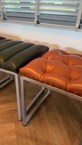 เก้าอี้เหล็ก Outdoor ร่ม - ร่มเรดาร์/เบาโก้หนัง/พร้อมส่ง