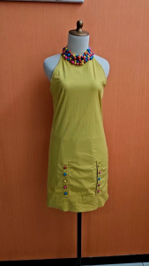 mini midi dress wanita kuning mustard S cewek leher cute warna warni bodycon MEWAH