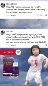 PAKEJ 2 BOTOL + 3 FREEGIFT EXAMA SUPPLEMENT MINDA ORIGINAL ANAK PINTAR RAJIN BELAJAR