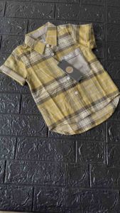 Kemeja Flannel Anak Warna Kuning Lengan Pendek Best Seller Bisa COD