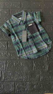 Kemeja Flannel Anak Lengan Pendek Combinasi Saku Motif Kotak Kotak Bisa COD