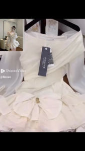 Đầm DỰ tiệc LỆCH Vai HOTTERD TƠ xốp nhẹ mịn siêu nữ tính Thảo cherry stone