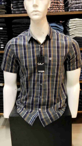 KEMEJA WATCHOUT JEANS SLIM FIT WARNA HIJAU OLIVE LENGAN PENDEK KUALITAS PREMIUM