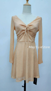 FS-MD070 Shining Wavey Long Sleeve Flare Midi Dress 闪亮绑绳长袖中长款波浪连衣裙