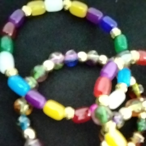 Multicolor Cultural Glass  Cylinder Bracelet