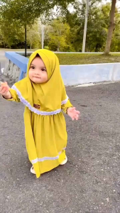 Hijab Kerudung Set Muslim Gamis Bayi Anak Perempuan Katun Airis Usia 0-2 Tahun