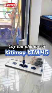 Cây Lau Nhà Tự Vắt KITIMOP KTM-45 Chổi Lau Nhà Tự Vắt Thông Minh Xoay 360 Độ 3 Miếng Lau