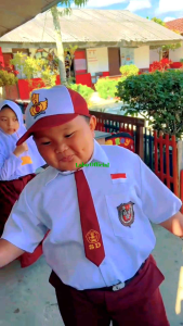 Setelan Seragama Sekolah SD laki-laki Lengan Pendek Putih Celana Panjang Merah Logo Bordir